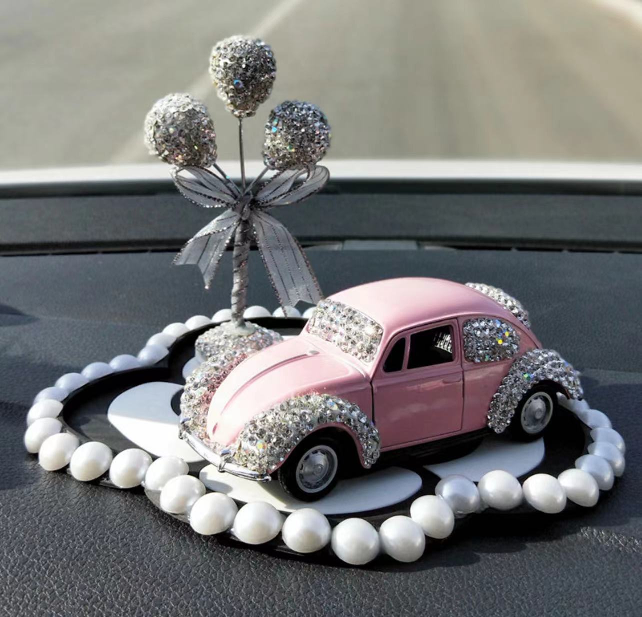 Corona de automóviles almohadilla antideslizante de lana corona de pluma alta almohadilla de diamante corona de pluma blanca decoración de la corona