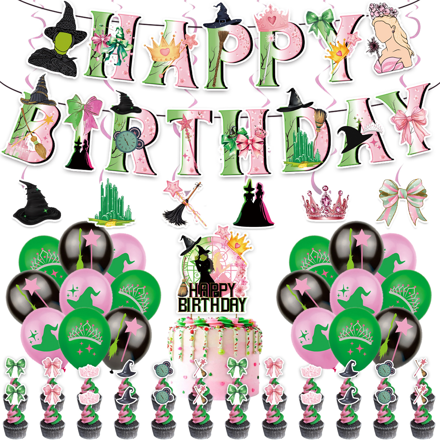 Spot Magic Bad Witch Festival Birthday Scene Layout Party Decoration Supplies Banner Balloon Flag Set