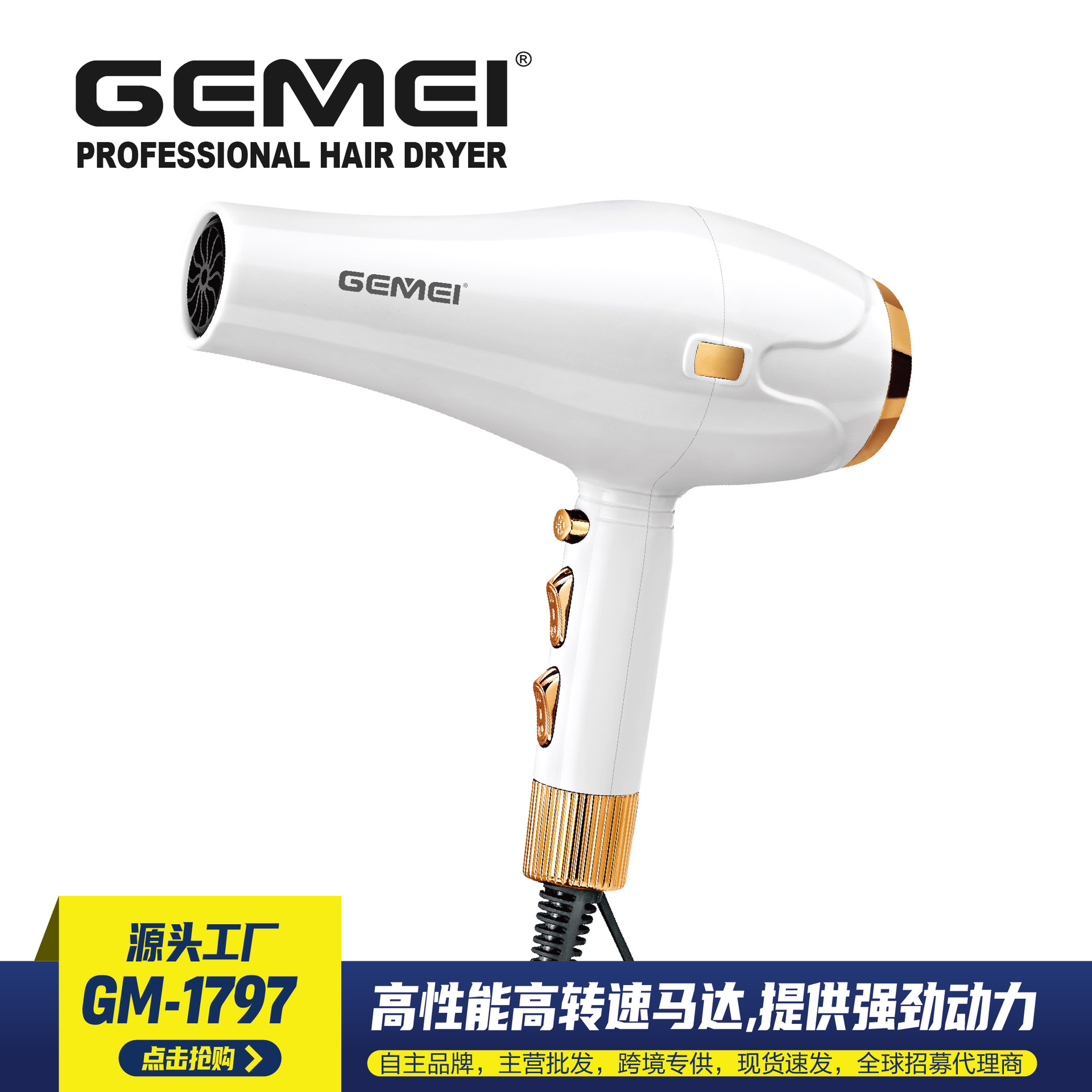 Gemei1797 Hair Dryer Household High-Power Hair Dryer Hair Salon Hair Dryer