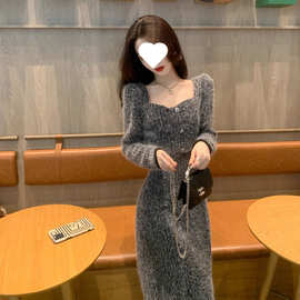 【6161人收藏】针织连衣裙女2023年新款高级感穿搭长袖小个子气质