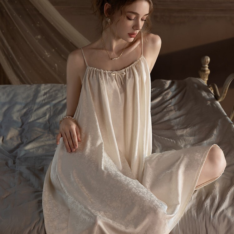2026 New Sexy Silk Nightgown with Chest Pads, Summer Pure Desire Camisole Nightdress, Loose-Fitting Young Girl Silk Loungewear 2026 New Sexy Silk Nightgown with Chest Pads, Summer Pure Desire Camisole Nightdress, Loose-Fitting Young Girl Silk Loungewear