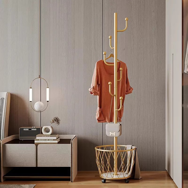 Cream Light Luxury Floor-Standing Coat Rack Modern Simple Vertical Removable Hanger Household Multi-Functional Clothes Hanging Rack