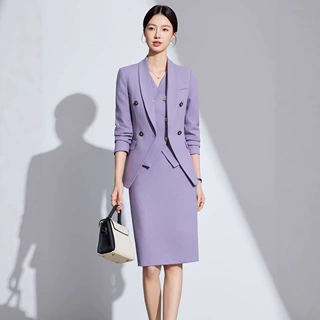红色西装套装女2025新款高级感紫色西服物业酒店经理工作服职业装