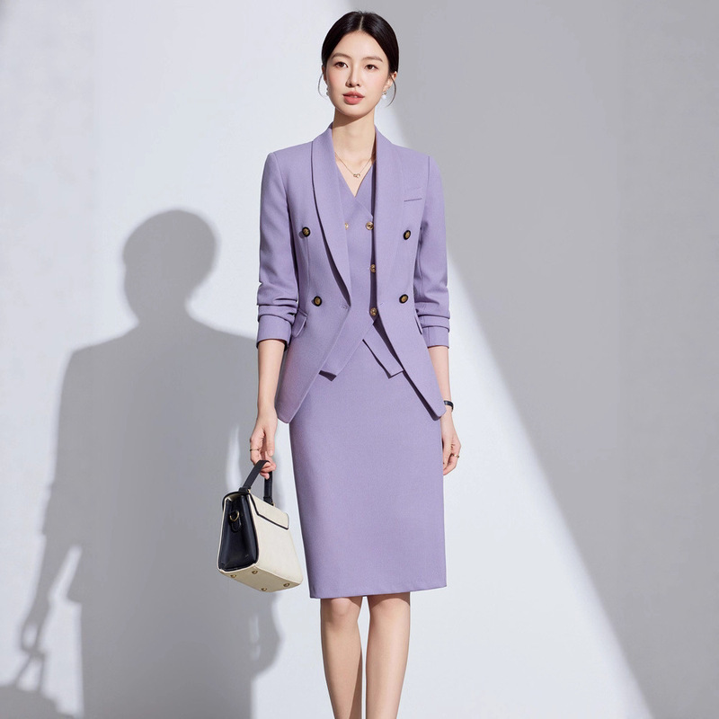 Red Suit Suit for Women 2025 New High-End Purple Suit Property Hotel Manager Work Clothes Professional Wear