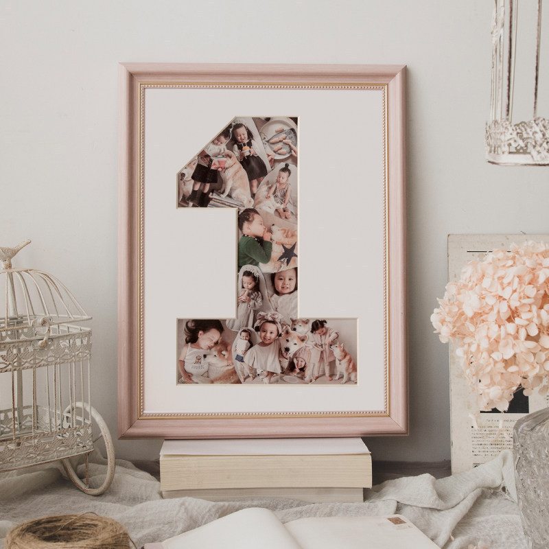 First Anniversary Photo Frame for One-Year-Old Baby, Solid Wood Wall Hanging or Tabletop Gift, Free Photo Printing, Number 1 First Anniversary Photo Frame for One-Year-Old Baby, Solid Wood Wall Hanging or Tabletop Gift, Free Photo Printing, Number 1