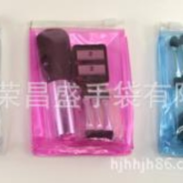 龙岗PVC毛刷袋PVC化妆用具袋粉扑包装袋眉钳袋指甲锉袋烫金化妆品