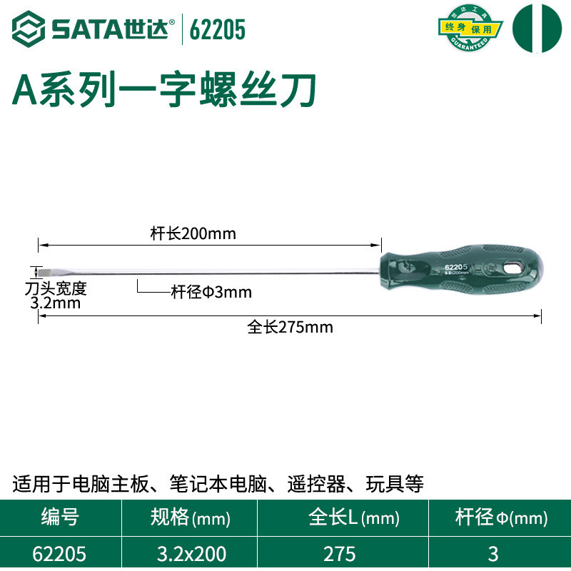 Shida Tools ドライバー 自動車修理専用 クロス型 工業用グレード フラット口 小型トルクスドライバー 62312|undefined