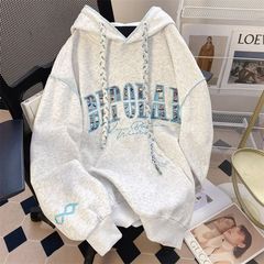 美式复古字母刺绣连帽卫衣女2025新款秋冬季设计感宽松休闲外套潮