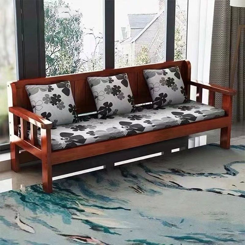 Solid Wood Sofa Combination Modern Simple Small Apartment Balcony Bedroom Living Room Three-Person Four-Person Backrest Bench Sofa Chair