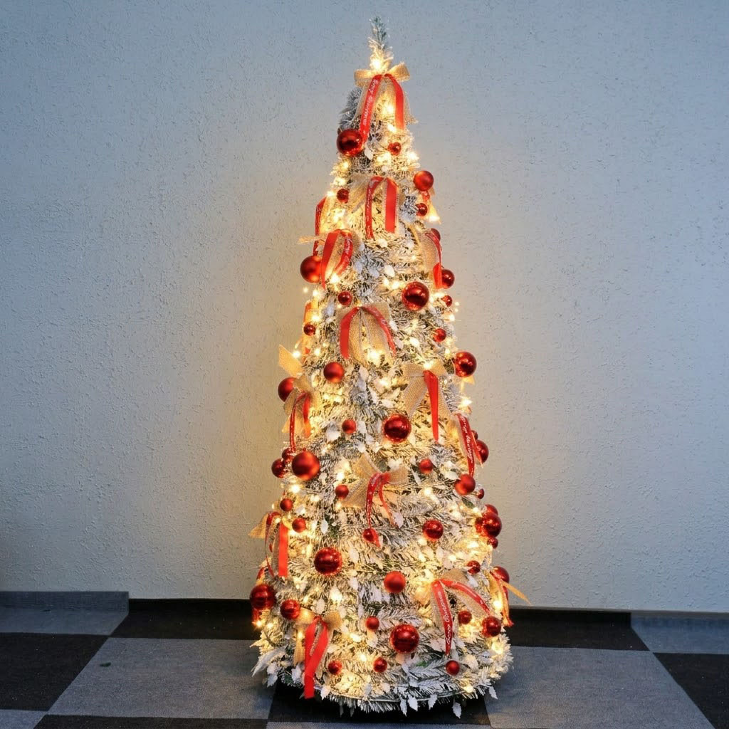 Árbol de Navidad retráctil plegable paquete doméstico decoración de Navidad árbol de torre de PVC 1.8m nuevo solo transfronterizo