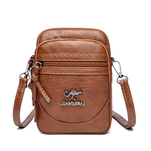 Crossbody bag new PU soft leather texture shoulder bag simple mother bag casual small square bag mobile phone bag coin purse