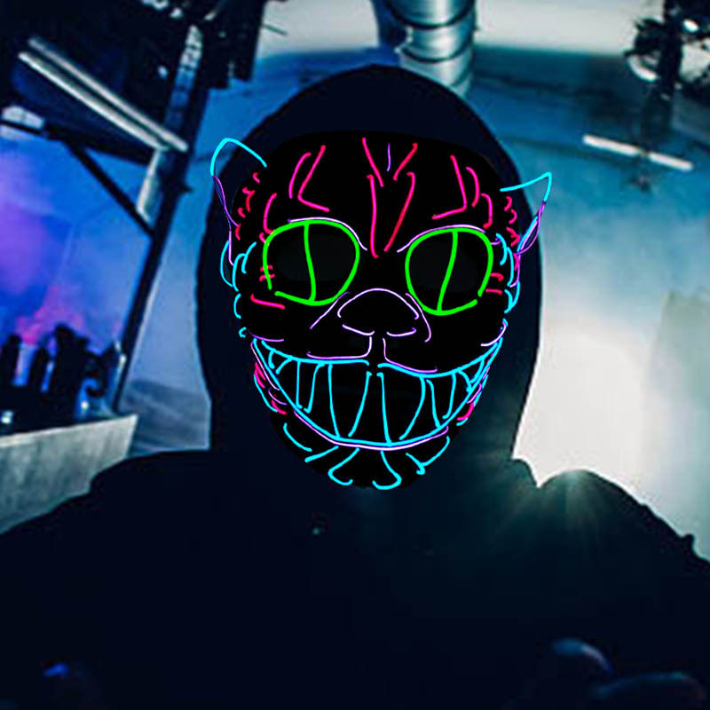 Transfronterizo de Halloween EL luz fría Máscara Luminosa Gato Rey modelado Festival Fiesta de baile celebración suministros luminosos