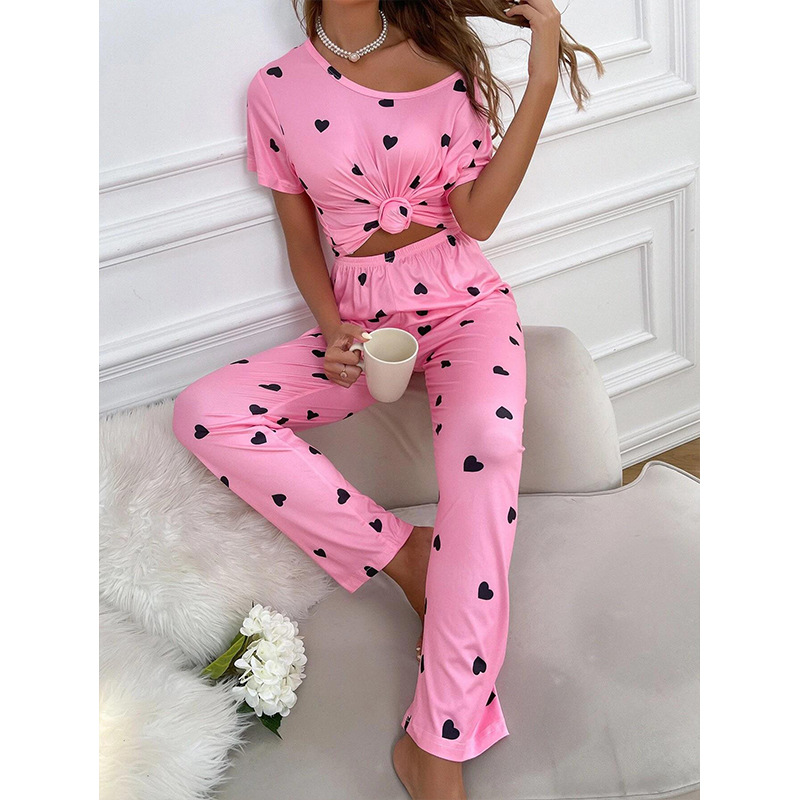 Women's Fashion Heart Shape Polyester Milk Fiber Pants Sets display picture 2