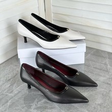 纯原tb新款简约浅口尖头镶边工作鞋春秋季性感细高跟小香风单鞋女