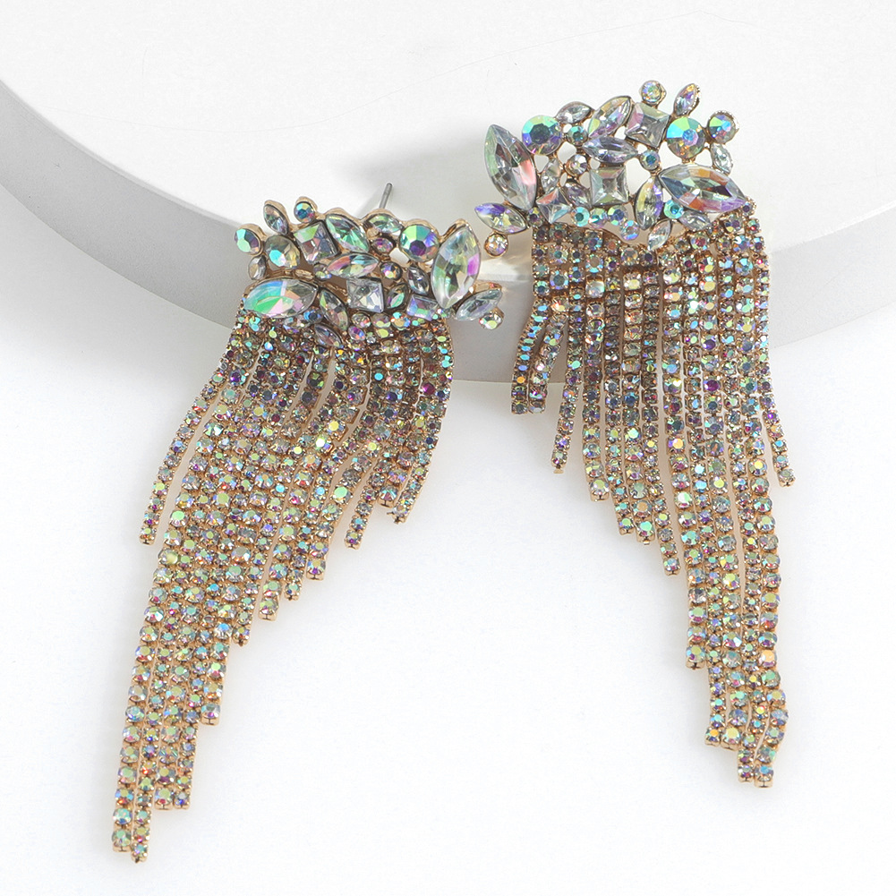 Fashion Geometric Diamond Tassel Earrings Wholesale Nihaojewelry display picture 6