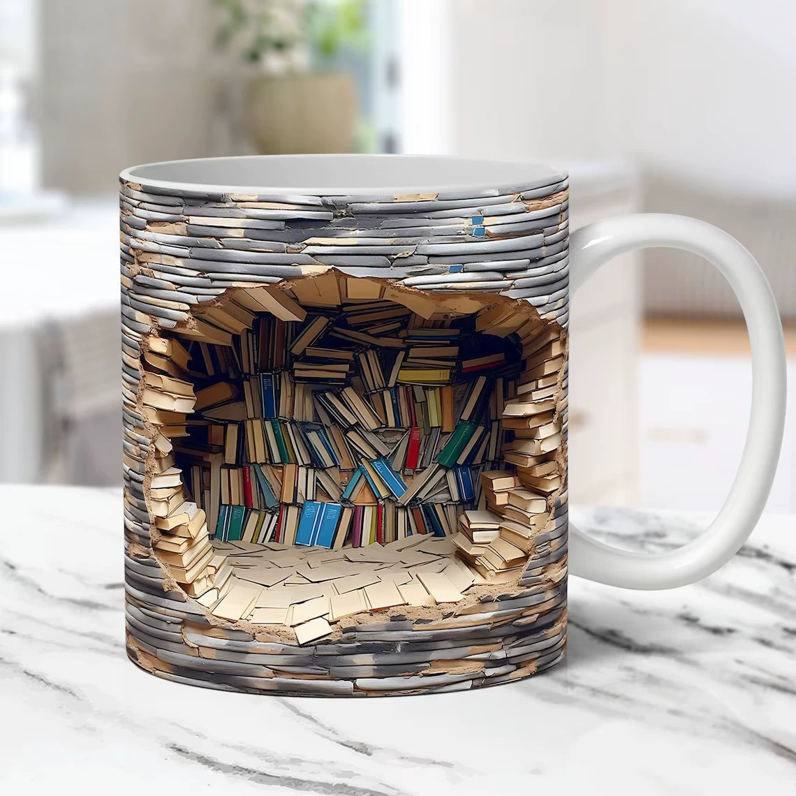 Ceramic Mug Home Creative Library Coffee Cup Cross-Border 3D Bookshelf Mug Ceramic Water Cup