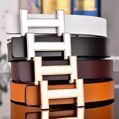Men's Cowhide Leather Belt with Letter Buckle & Smooth Buckle - Business Fashion Wide Waistband, Trendy Vintage