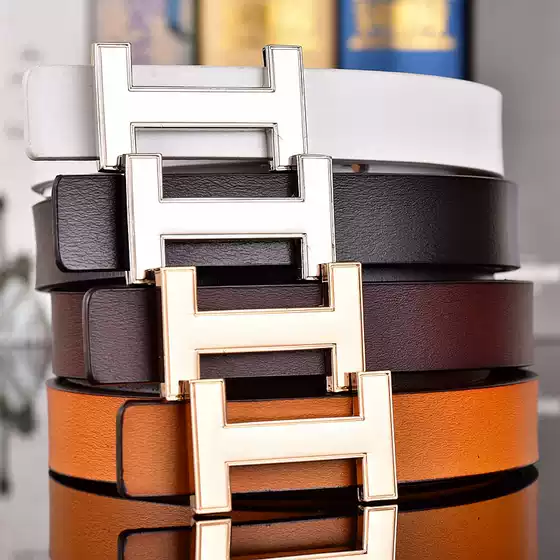 Men's Cowhide Leather Belt with Letter Buckle & Smooth Buckle - Business Fashion Wide Waistband, Trendy Vintage