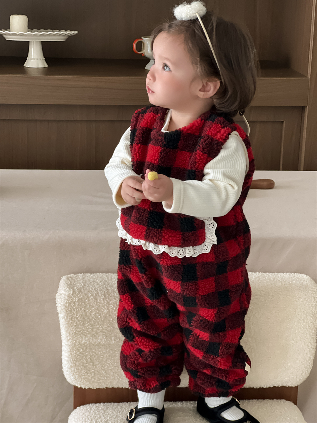 Ropa de invierno infantil engrosada, bata de placas, ropa infantil coreana, ropa de bebé, ropa de invierno para niñas, ropa de base image 5