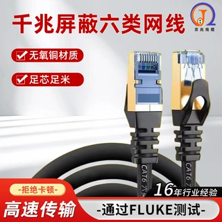 CAT6双屏蔽六类千兆网线无氧铜足芯足米屏蔽机房稳定传输成品网线