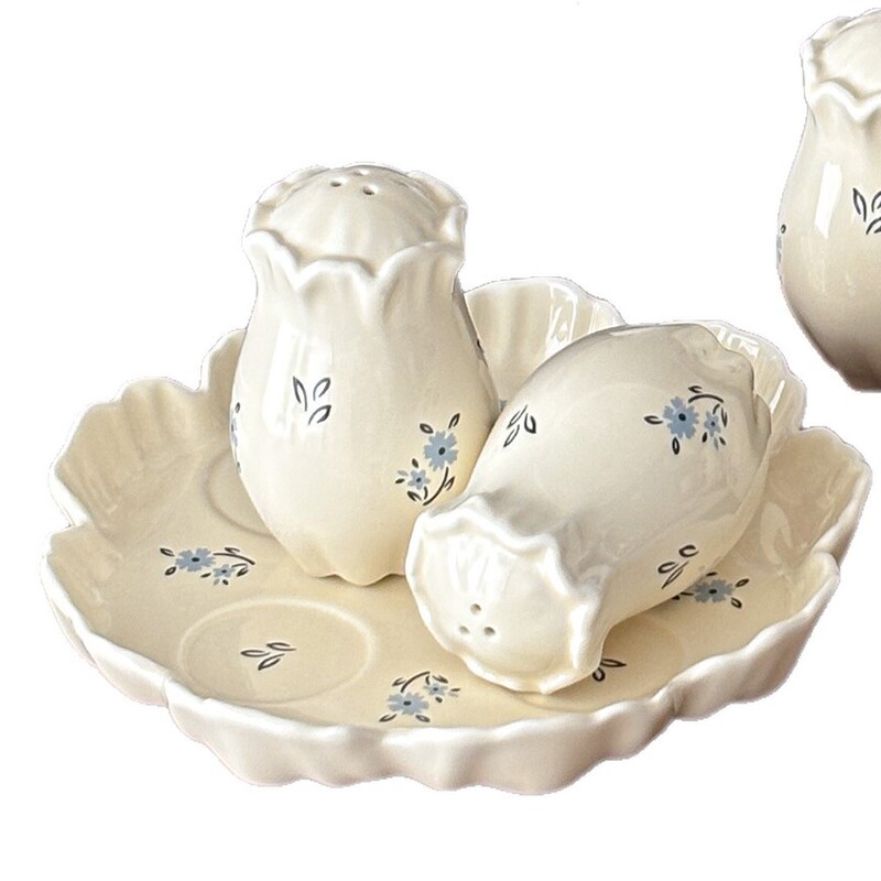 穆尼法式奶油风碎花调料瓶陶瓷托盘厨房用品装饰餐桌摆件三孔调味|undefined