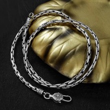 简约风高级感竹节银项链男纯银嘻哈潮男链子霸气男士粗款个性百搭