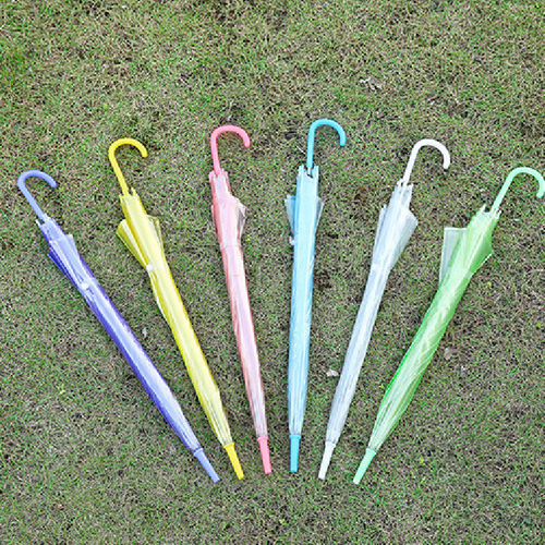 Creative straight handle transparent umbrella automatic long handle umbrella pvc transparent straight umbrella advertising logo fixed wind and rainproof