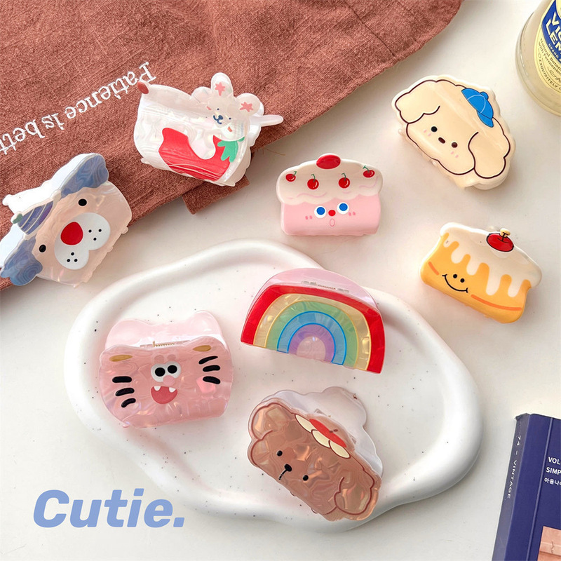 新しいかわいい漫画アクリルヘアクリップ、甘い女の子のヘアクリップ、女性用の多用途な後頭部の小さなサメクリップ|undefined