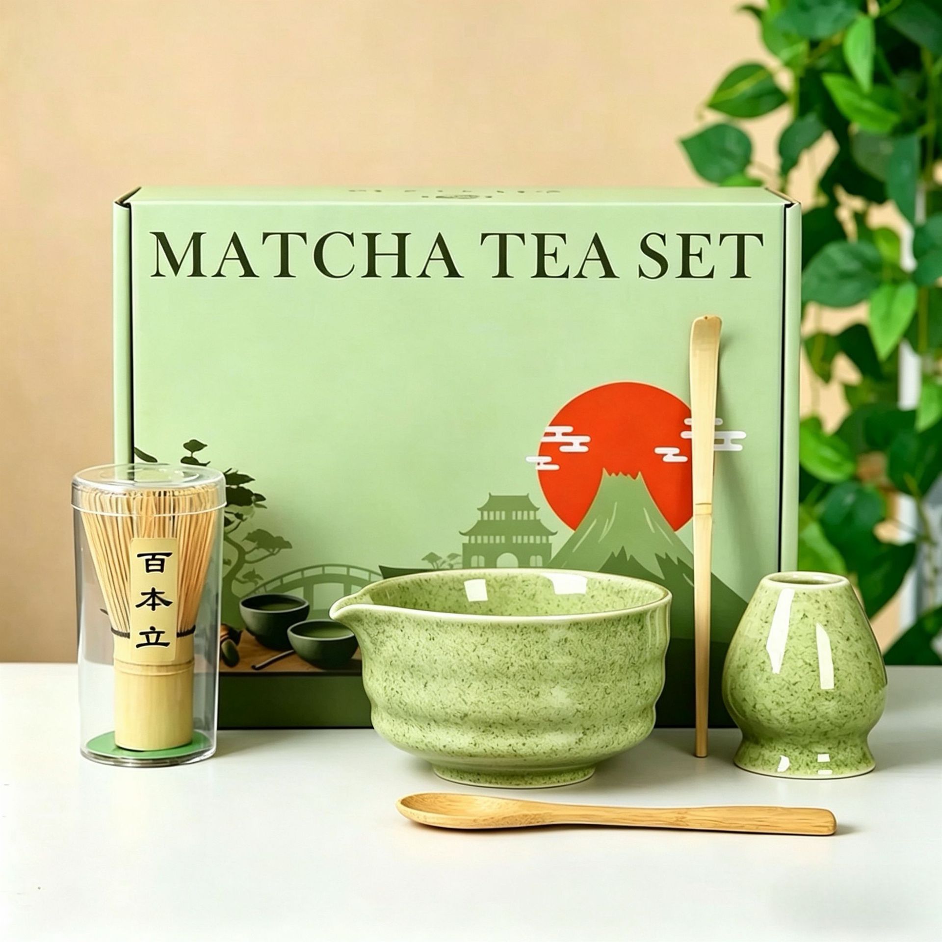 Transfronterizo exclusivo para el set de té Matcha japonés caja de regalo de té Matcha cepillo de té de 100 libros de té Matcha de la dinastía Song