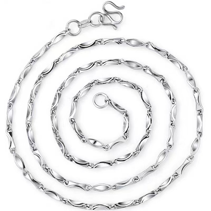 Gold ingot chain 45cm white plated k