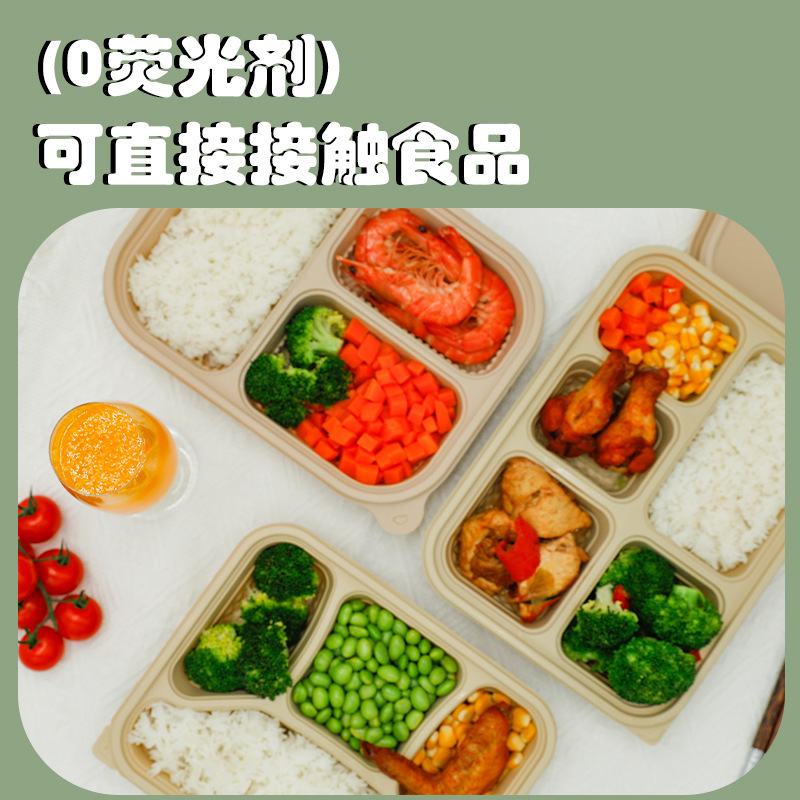 使い捨てテイクアウトボックス、生分解性多格子竹粉食器、1格子弁当箱、竹製プラスチック食器の代替弁当箱|undefined