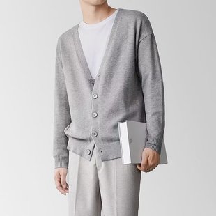 Men's sweater cardigan business casual V-neck solid color sweater coat men's Spring and Autumn Sweater men's one-piece delivery