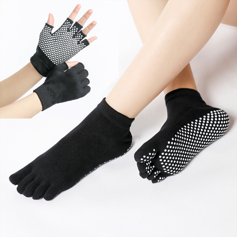 [Factory wholesale] air yoga gloves yoga socks set five-finger socks five-toe socks Pilates non-slip socks