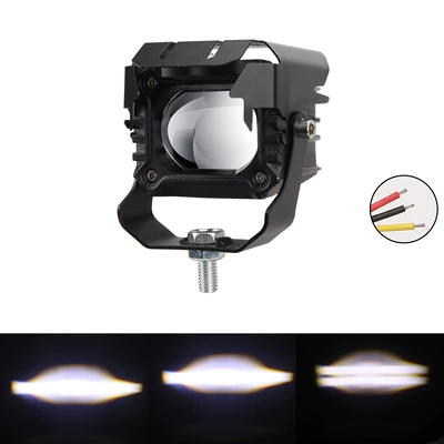 High-Brightness Motorcycle and Electric Vehicle Led Spotlight, Yellow and White Integrated High and Low Beam Front Headlight, Semi-Aluminum Model (Motorcycle headlights, headlights) - white-single-pack-12w