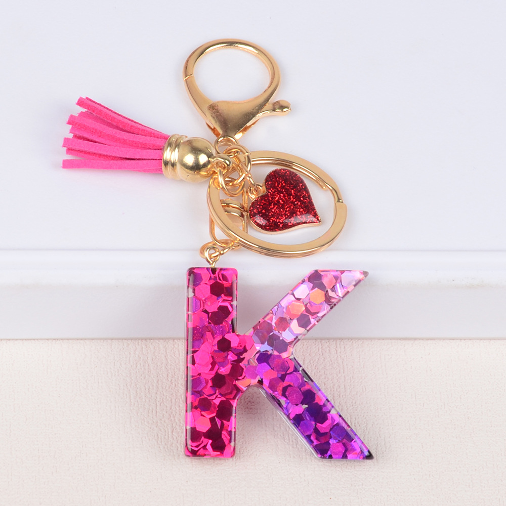 Lady Letter Heart Shape Resin Metal Epoxy Bag Pendant Keychain display picture 15