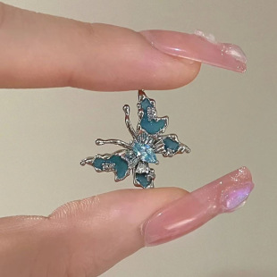 Blue Butterfly Oil Drop Enamel Open Ring Niche Sweet Hot Girl Style Design Personalized Fashionable and Versatile