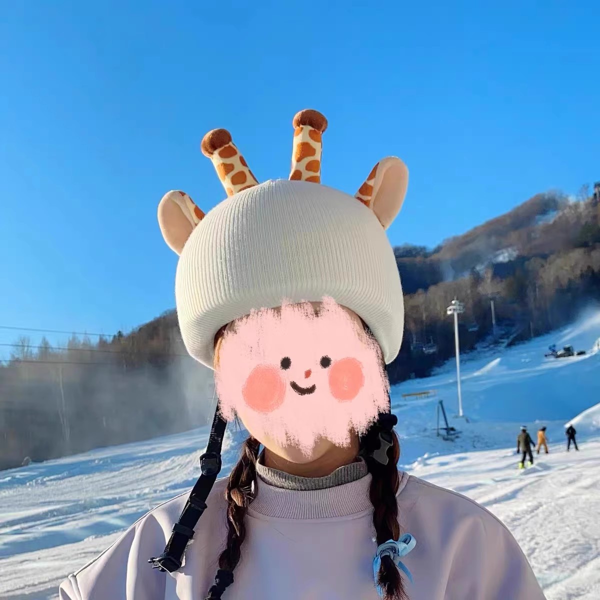 Lingnabel casco de esquí cubierta de sombrero de batería de doble placa sola cubierta de casco de nieve para mujeres adorables accesorios de decoración de orejas para niños