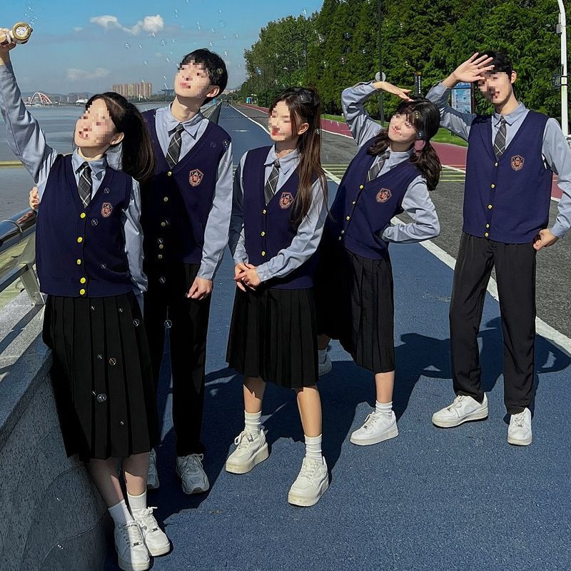 学院初高中生秋季运动会合唱朗诵演出服初高中学生班服套装学院风