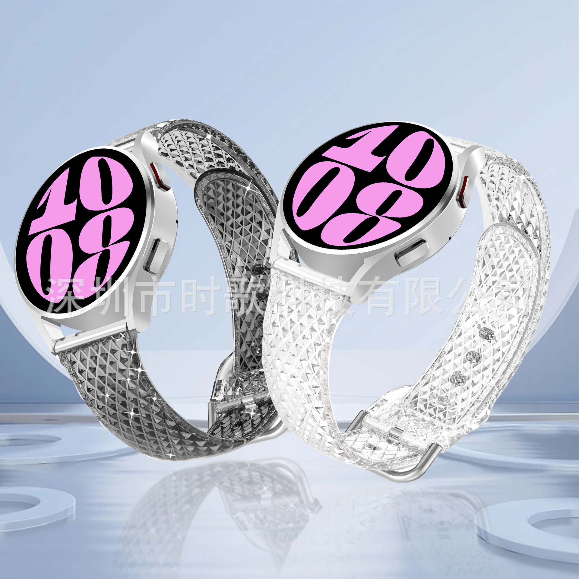 Suitable for Samsung watch65 watch strap TPU diamond pattern 20mm Huawei GT3P/GT222mm transparent perforated