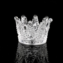 玻璃烟缸皇冠离子电镀描金琥珀炫彩玻璃皇冠烛台水晶皇冠美妆用品