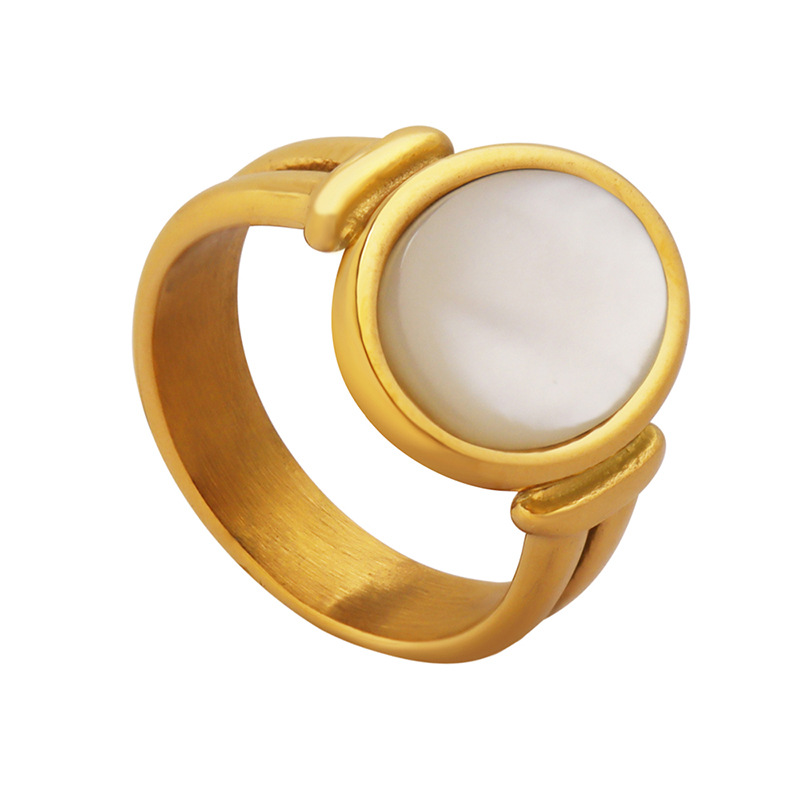 Francés ins Estilo Vintage concha de Mar Blanco encantador anillo pulsera chapado en oro real de 18 de titanio de acero anillo de dedo índice de la joyería A256