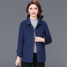 中老年人秋冬装双面呢羊绒大衣女时尚休闲短款妈妈装洋气毛呢外套