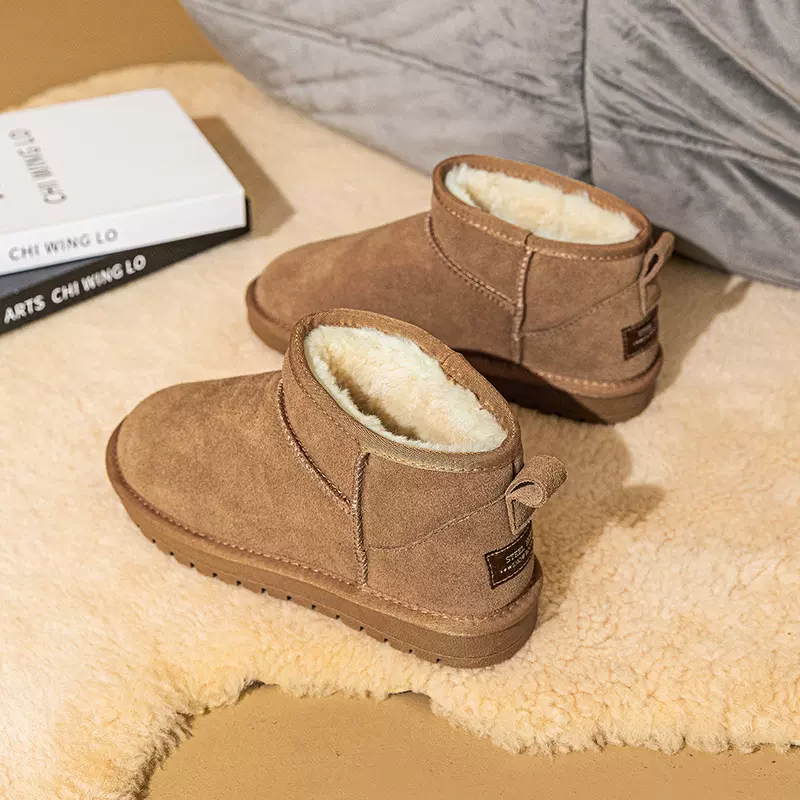 冬雨同款雪地靴女皮毛一体2025年新款保暖mini真皮棉鞋女防滑短筒