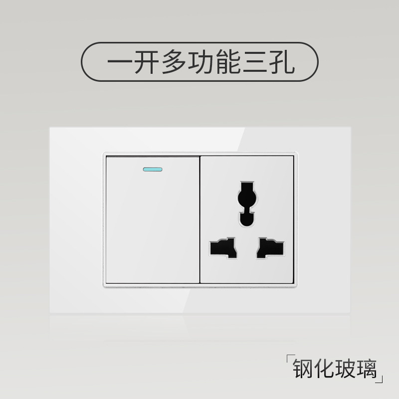 Taiwán 110V estándar americano USB blanco vidrio templado interruptor socket 118 Tipo de pared panel fábrica al por mayor