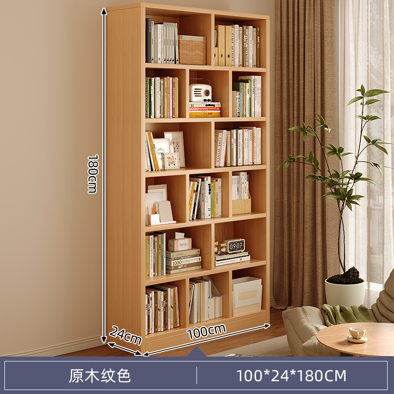 Librería combinada libre de madera sólida con estante de estante de almacenamiento de una pared completa multicapa integrada para almacenar librería doméstica