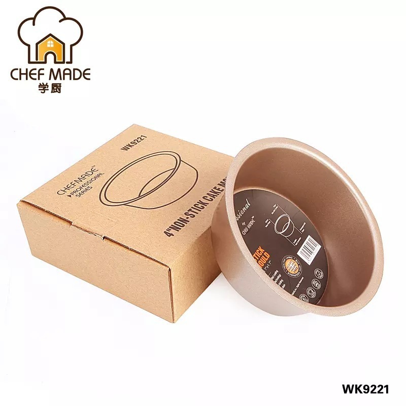 CHEFMADE Golden 4inch Non-Stick Mini Round Cake Mold Cheese Mold WK9221