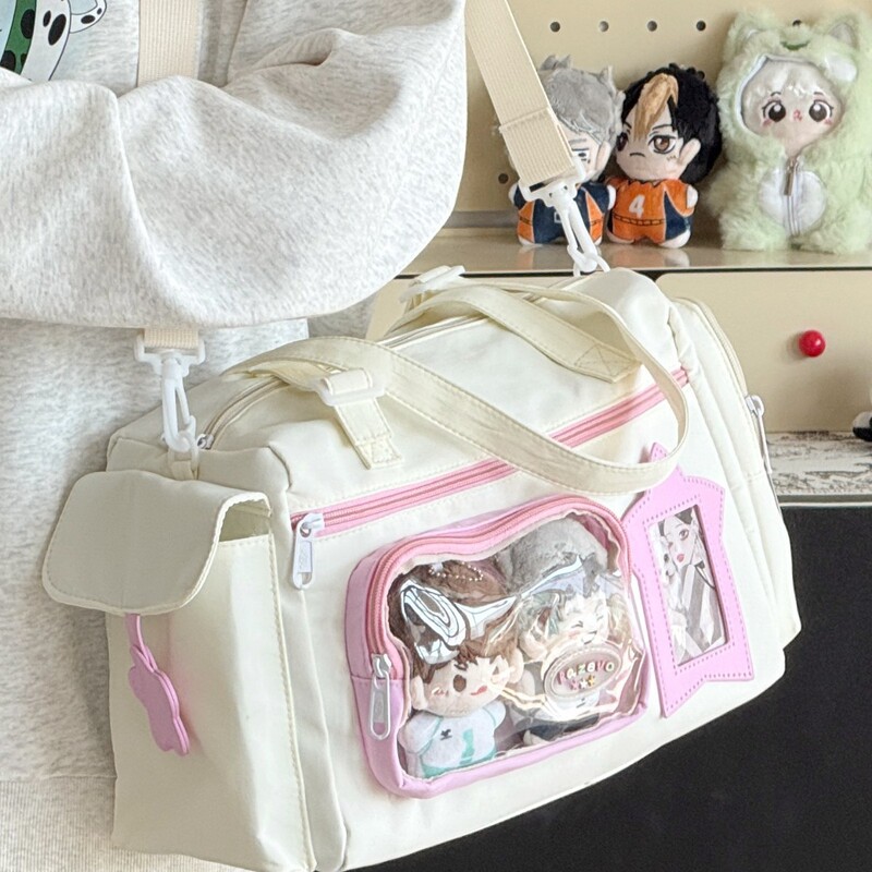 Japanese-Style Nylon Tote Bag with Unique Design, Transparent Ita Bag, Large Capacity Versatile Shoulder and Crossbody Bag Japanese-Style Nylon Tote Bag with Unique Design, Transparent Ita Bag, Large Capacity Versatile Shoulder and Crossbody Bag