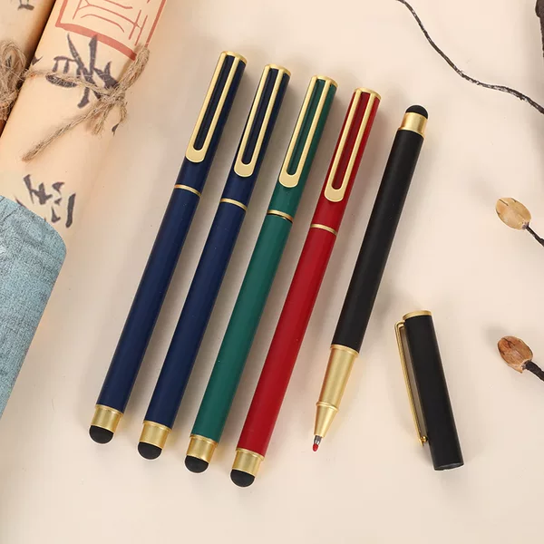Multi-Color Metal Touch Screen Signature Pen with Printed Logo, Office Writing Ballpoint Pen, Smooth Writing Touch Control Gel Pen