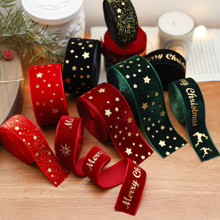 Christmas Ribbon Flannel Bronzing Bow Printed Ribbon Ribbon Christmas Tree Decoration Scene Decoration Ribbon