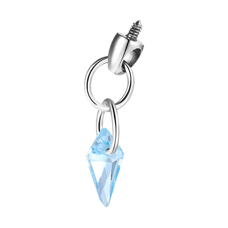 Zesen F136 Titanium Alloy Water Drop Bullet Head Internally Threaded Lip Nail 0.9mm Tooth Lip Nail Ear Bone Nail Accessories Crystal Zircon detail image 13
